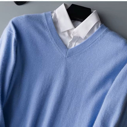 Pullover mit V-Ausschnitt – Klassischer, schlichter Strickpullover für Männer-Chaps Herrenmode