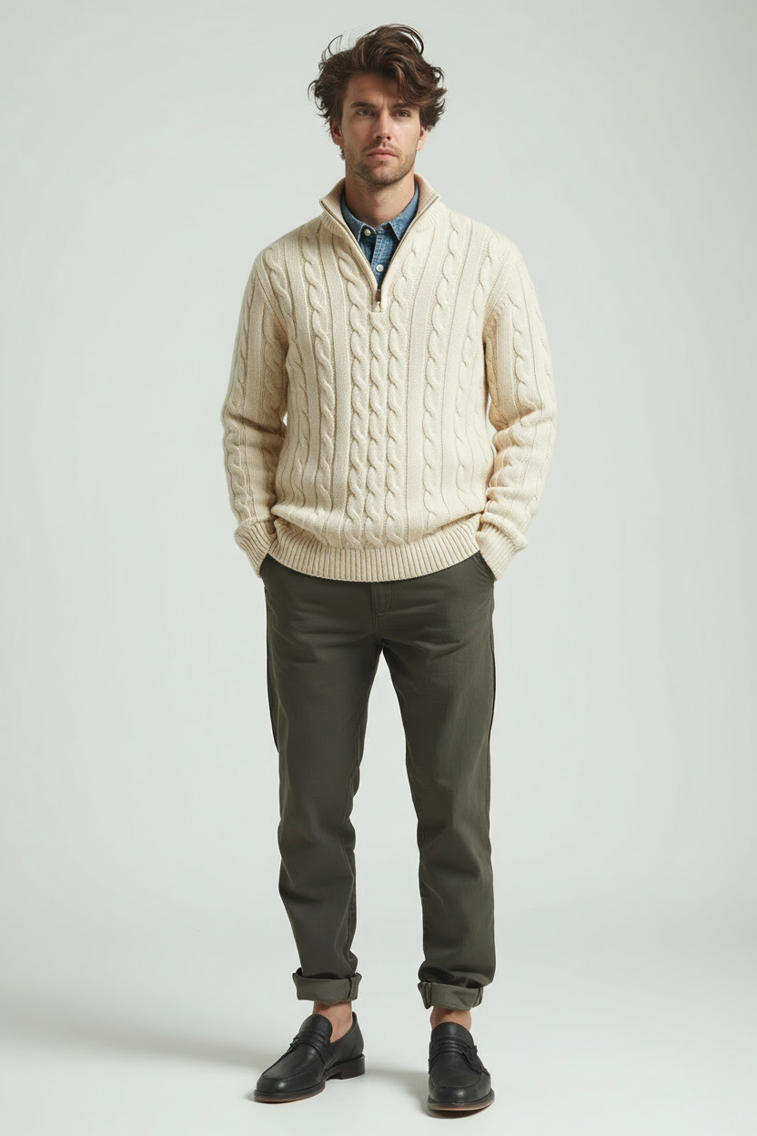 Herren Strickpullover mit Reißverschluss Normale Passform - BerlinGlamour