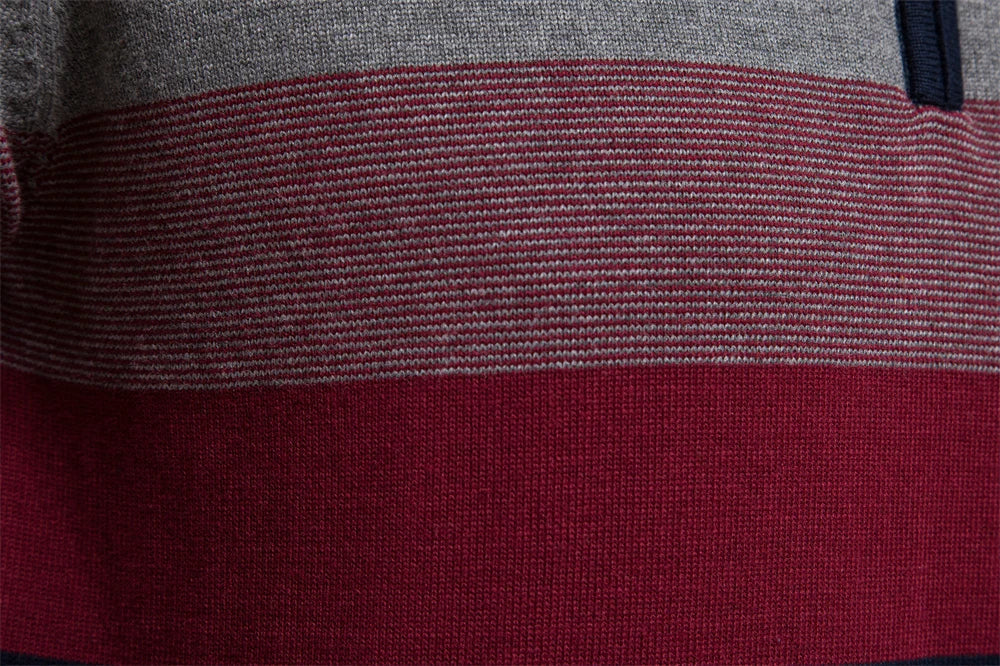 Pullover mit Viertelreißverschluss – Gestreift – Feinstrick – Pullover – Herrenpullover mit halbem Reißverschluss-Chaps Herrenmode