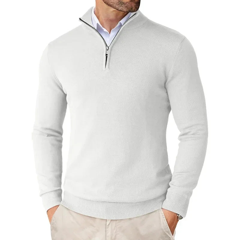 Pullover mit Viertelreißverschluss | Gestrickt | Halbreißverschluss | Polo-Pullover | Herren-Pullover mit Viertelreißverschluss-Chaps Herrenmode