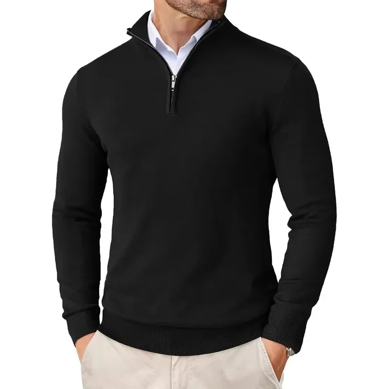 Herren Pullover mit Viertelreißverschluss Gestrickt - BerlinGlamour