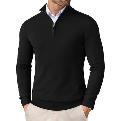 Herren Pullover mit Viertelreißverschluss Gestrickt - BerlinGlamour