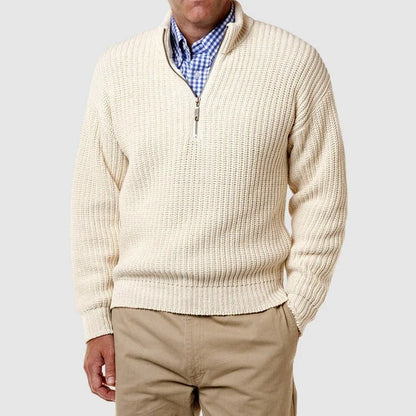 Herren Pullover Langarm Strick Lässig Viertelreißverschluss - BerlinGlamour