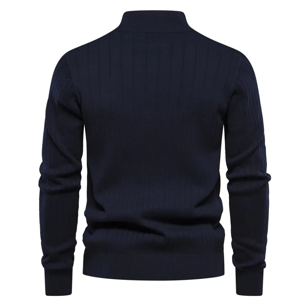 Pullover mit Viertelreißverschluss | Rippstrick | Gestrickt | Pullover mit halbem Reißverschluss | Herrenpullover-Chaps Herrenmode