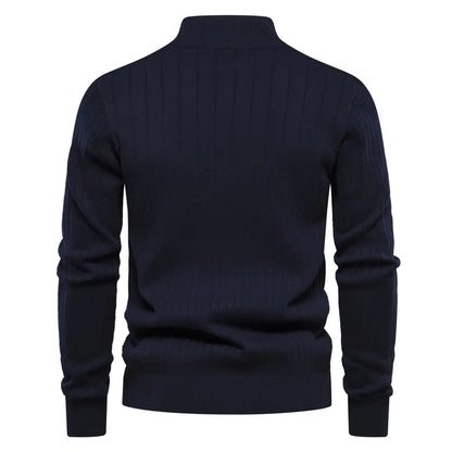 Pullover mit Viertelreißverschluss | Rippstrick | Gestrickt | Pullover mit halbem Reißverschluss | Herrenpullover-Chaps Herrenmode