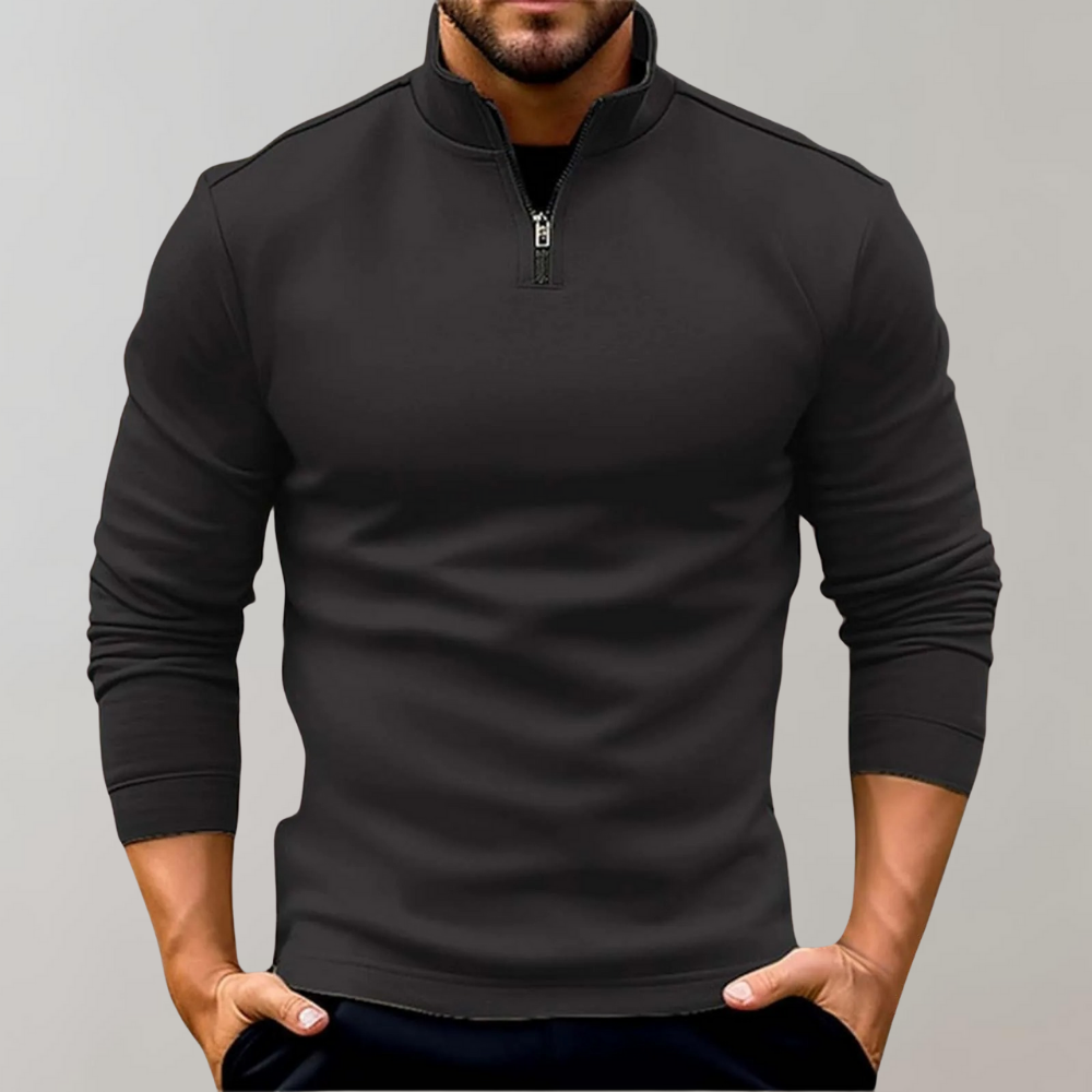 Langarm Pullover mit Reißverschluss Herren Sweatshirt - BerlinGlamour