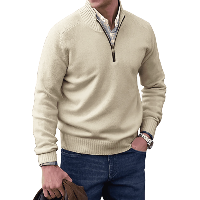 Herren Pullover Lässig Halb Reißverschluss Strick - BerlinGlamour