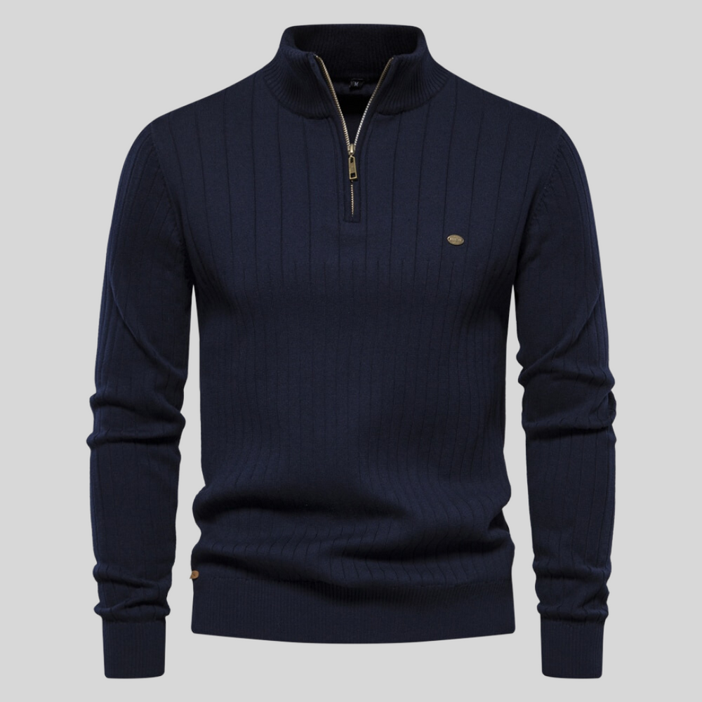 Herren Pullover Langarm Stehkragen Reißverschluss Winter - BerlinGlamour