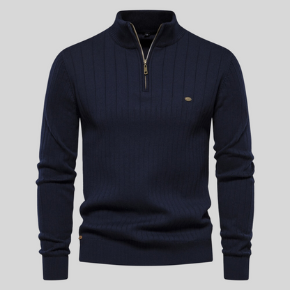 Herren Pullover Langarm Stehkragen Reißverschluss Winter - BerlinGlamour
