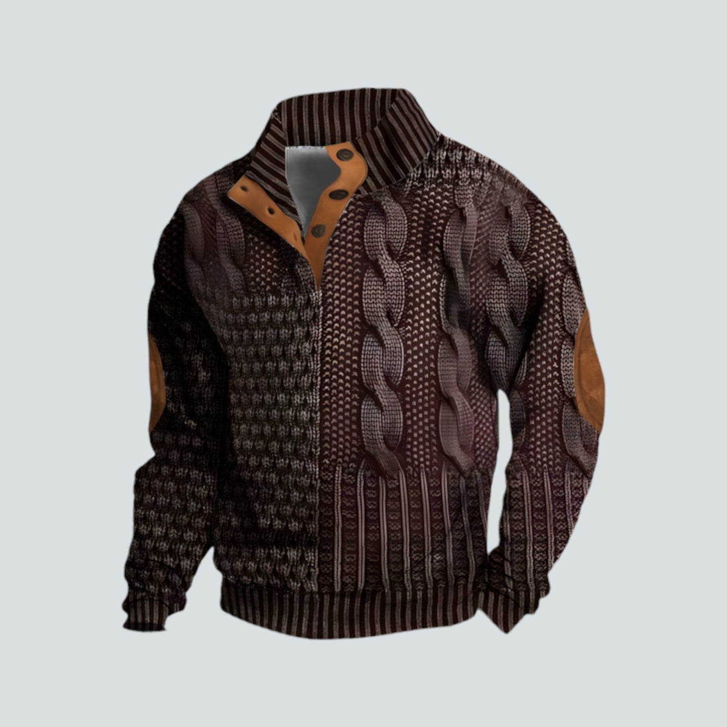 Herren Pullover Warm Locker Passform Knopfleiste - BerlinGlamour