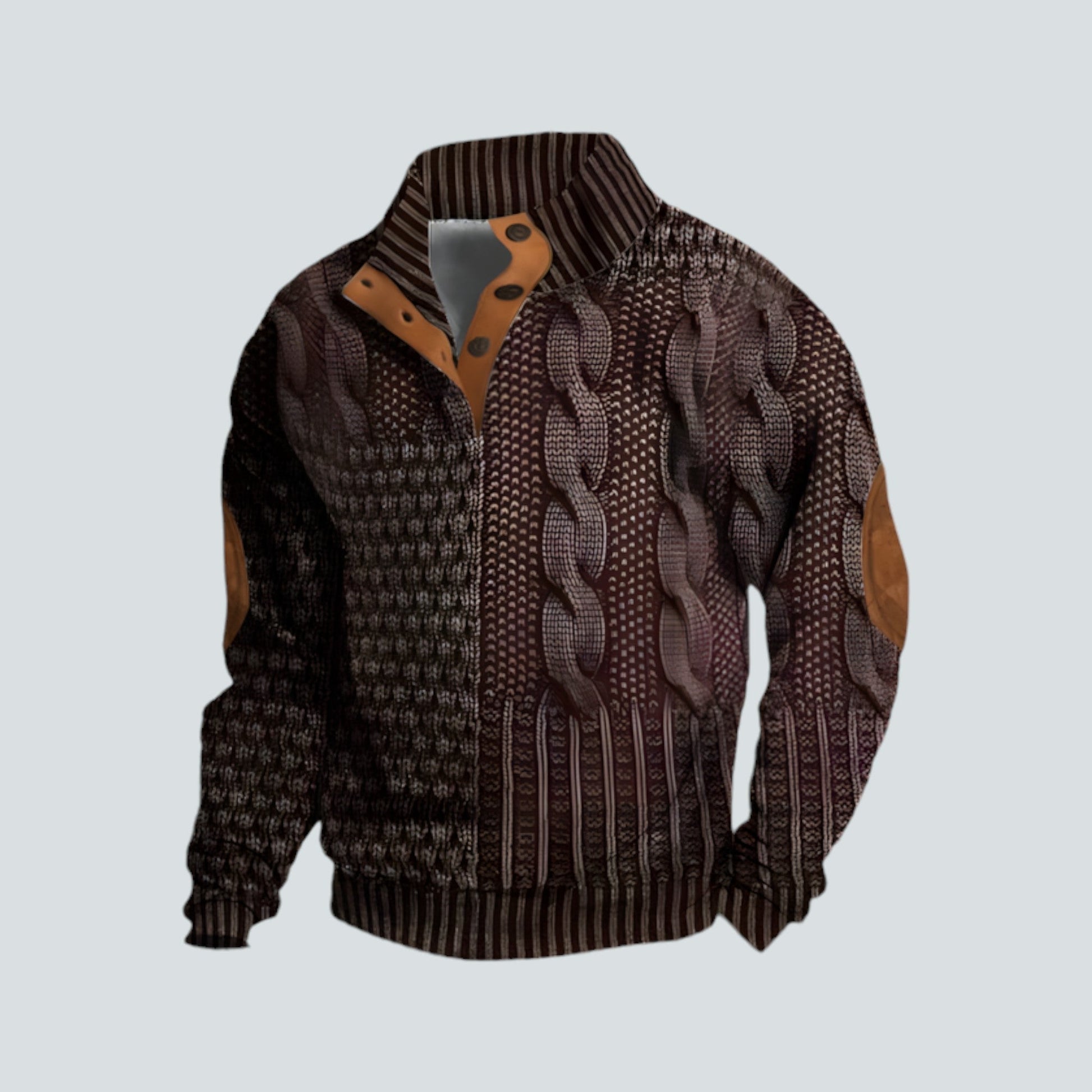 Herren Pullover Warm Locker Passform Knopfleiste - BerlinGlamour