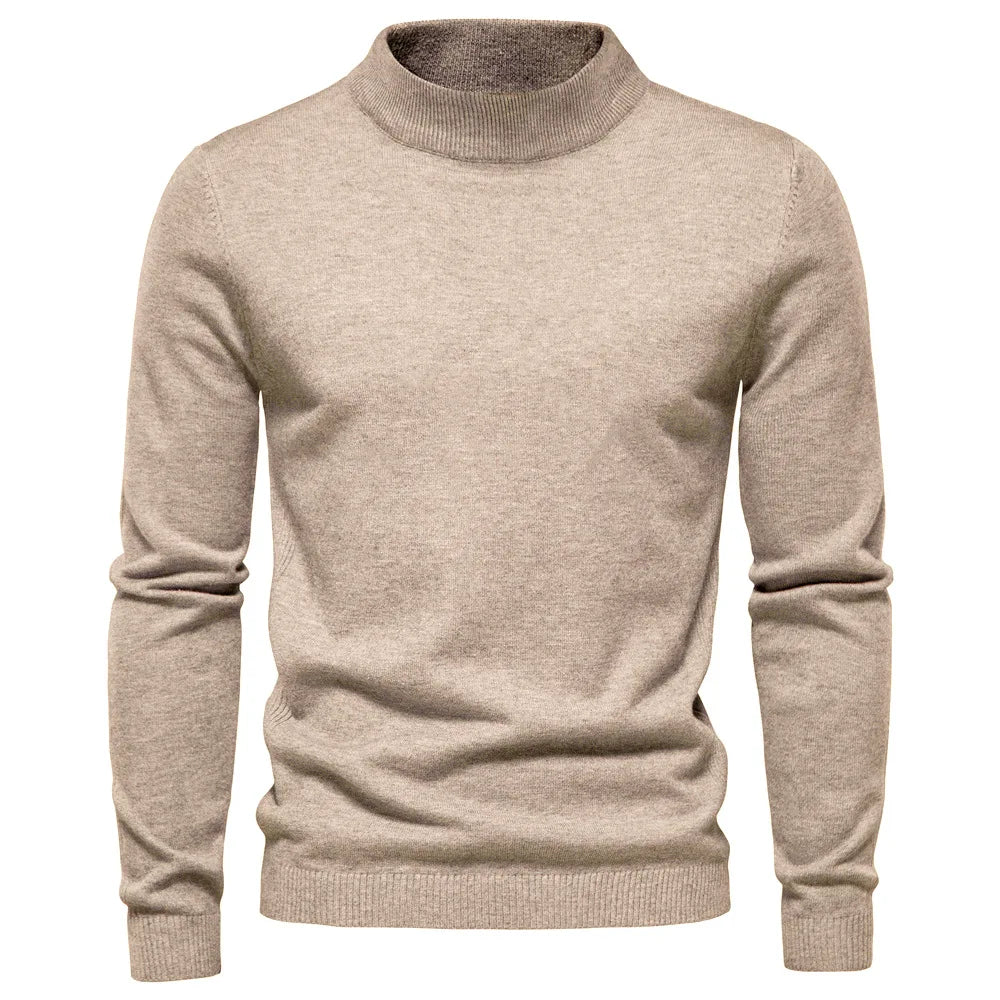 Pullover – Halber Rollkragenpullover aus Strickmischung mit Halsbedeckung 0