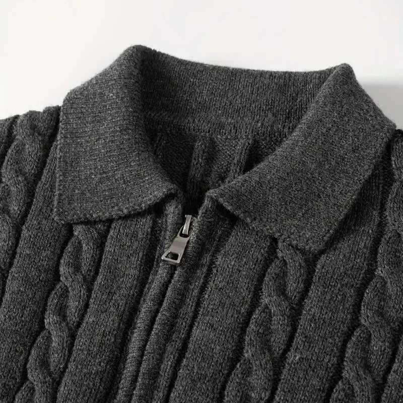 Pullover – Halbreißverschluss mit Zopfmuster und verstellbarer Belüftung 2