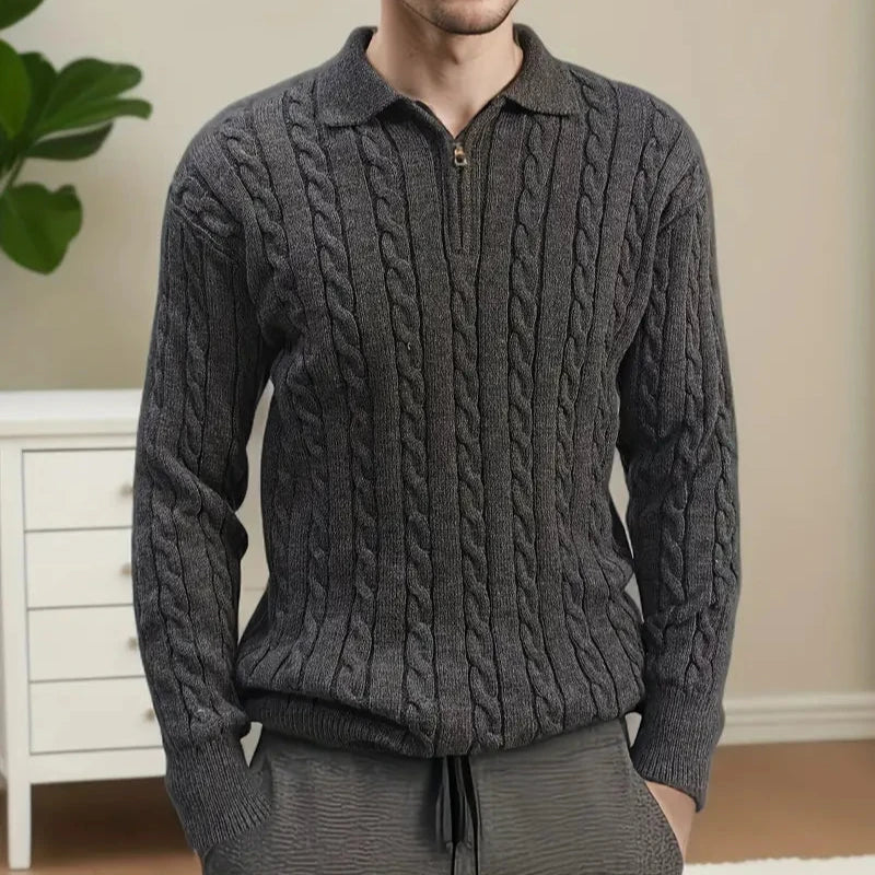 Pullover – Halbreißverschluss mit Zopfmuster und verstellbarer Belüftung 4