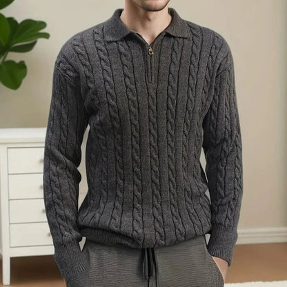 Pullover – Halbreißverschluss mit Zopfmuster und verstellbarer Belüftung 4