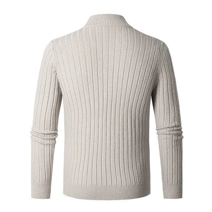 Pullover – Hoher Kragen, gesponnene Mischung und halber Reißverschluss, verstellbare Passform 3