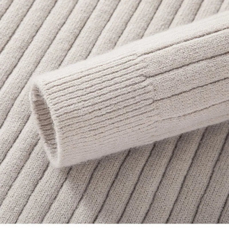 Pullover – Hoher Kragen, gesponnene Mischung und halber Reißverschluss, verstellbare Passform 4