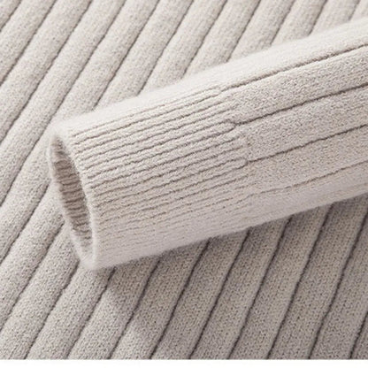 Pullover – Hoher Kragen, gesponnene Mischung und halber Reißverschluss, verstellbare Passform 4