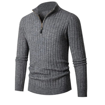 Pullover – Hoher Kragen, gesponnene Mischung und halber Reißverschluss, verstellbare Passform 6