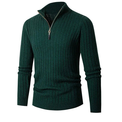 Pullover – Hoher Kragen, gesponnene Mischung und halber Reißverschluss, verstellbare Passform 9