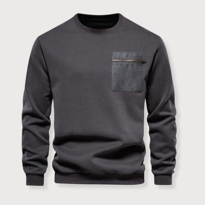 Pullover – gerippter Saum und Brusttasche mit Reißverschluss 2