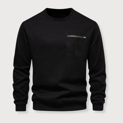 Pullover – gerippter Saum und Brusttasche mit Reißverschluss 4