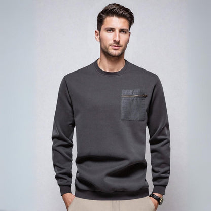 Pullover – gerippter Saum und Brusttasche mit Reißverschluss 5