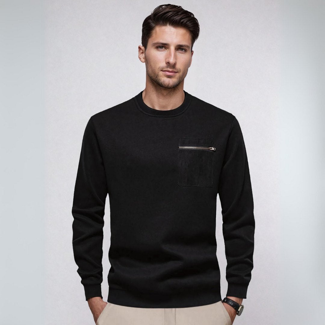 Pullover – gerippter Saum und Brusttasche mit Reißverschluss 6