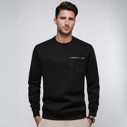 Pullover – gerippter Saum und Brusttasche mit Reißverschluss 6