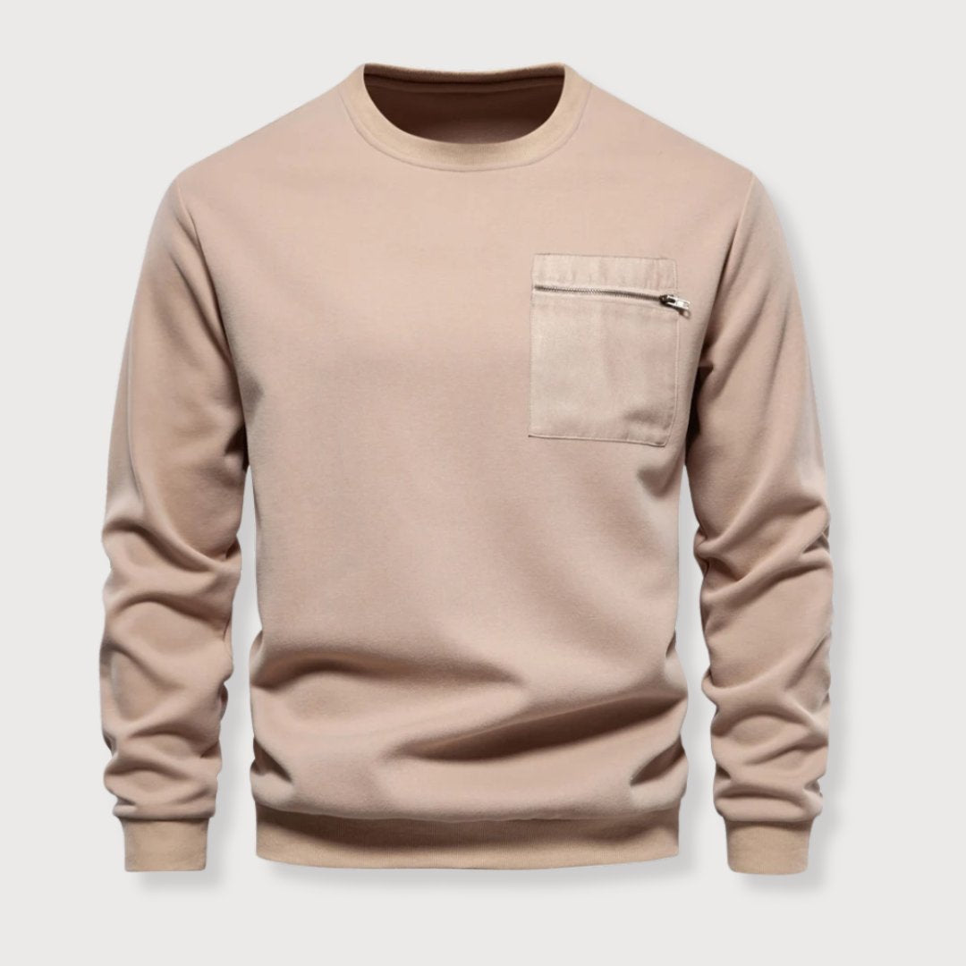 Pullover – gerippter Saum und Brusttasche mit Reißverschluss 7