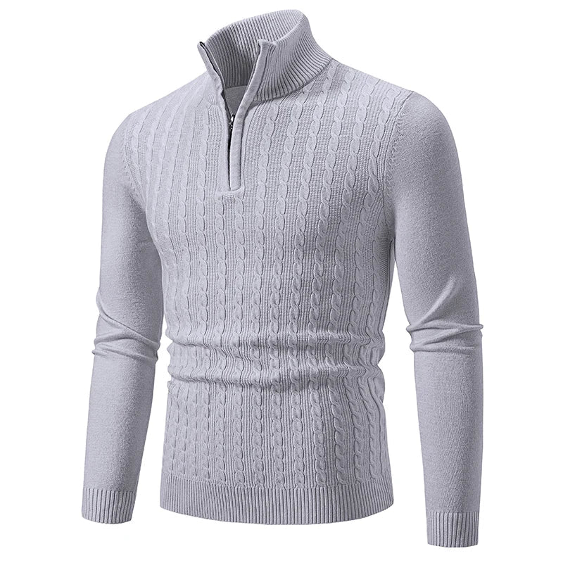 Pullover aus Strickmischung – Zopfmuster und verstellbarer Halsausschnitt 0