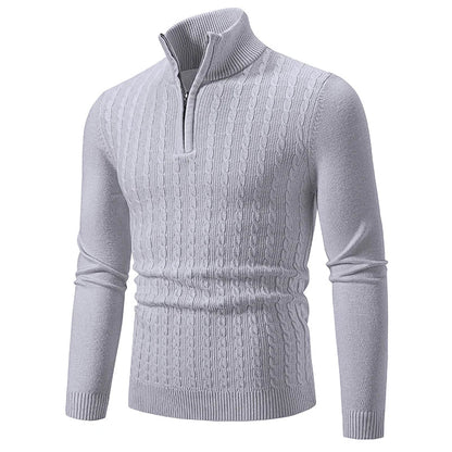 Pullover aus Strickmischung – Zopfmuster und verstellbarer Halsausschnitt 0