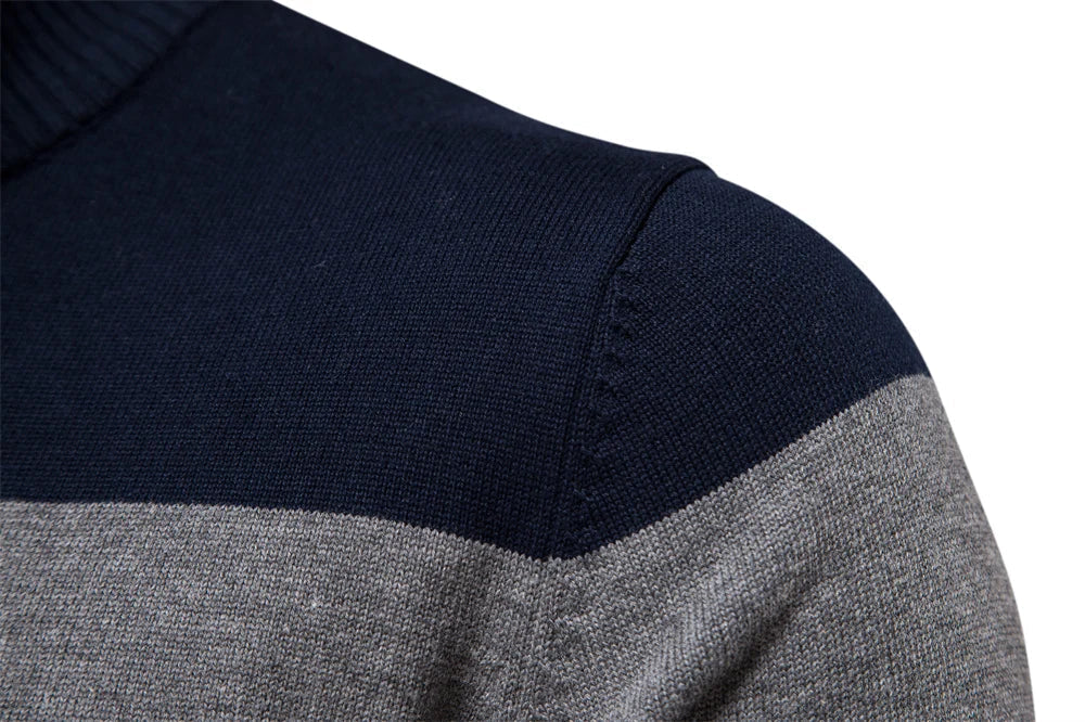 Pullover aus weichem Mischgewebe – Gestreifte Oberfläche und Reißverschluss-Ventilation 6