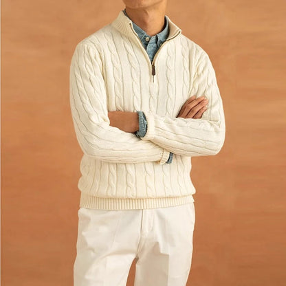 Pullover mit halbem Reißverschluss – Jacquard-Strick & bequemer Rollkragen 1