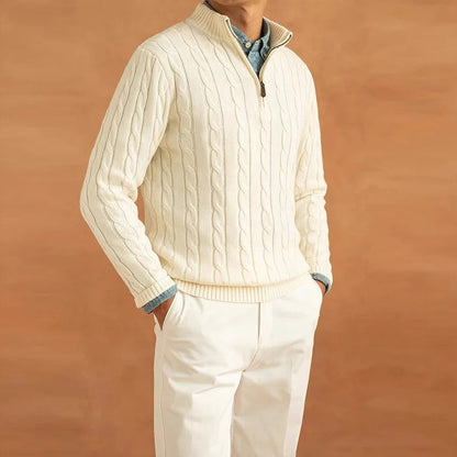 Pullover mit halbem Reißverschluss – Jacquard-Strick & bequemer Rollkragen 2