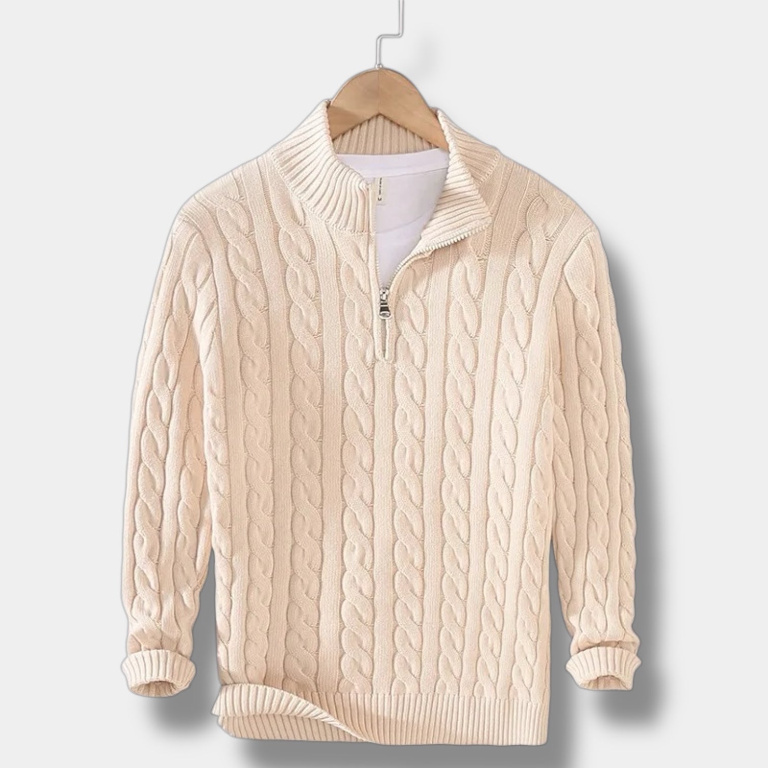 Pullover mit halbem Reißverschluss – Jacquard-Strick & bequemer Rollkragen 3