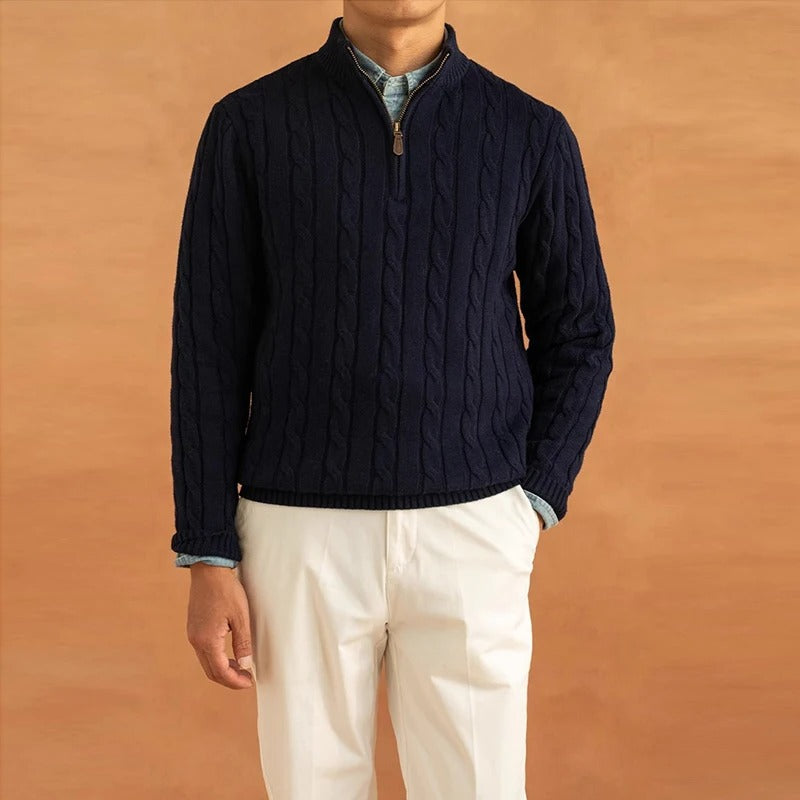 Pullover mit halbem Reißverschluss – Jacquard-Strick & bequemer Rollkragen 5