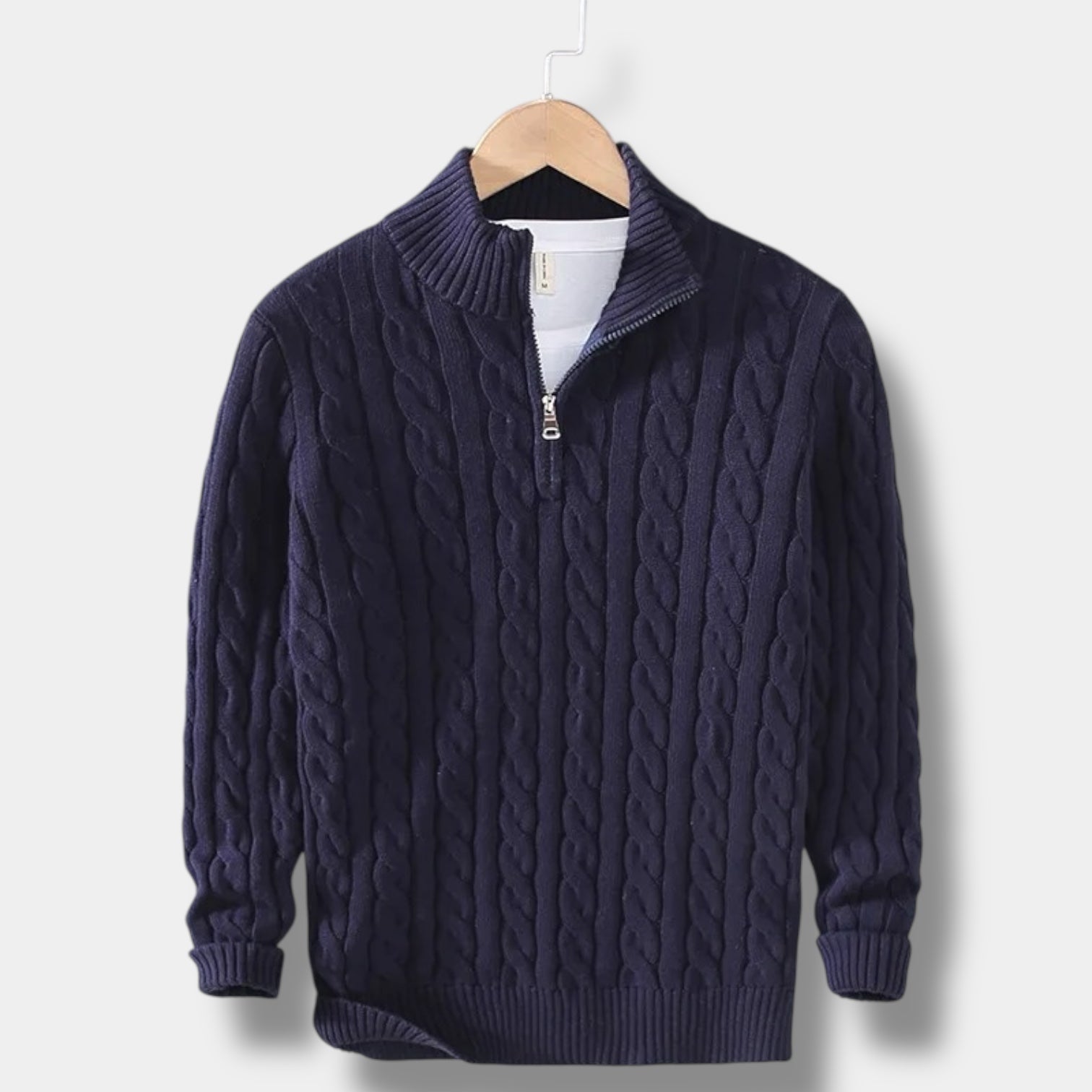 Pullover mit halbem Reißverschluss – Jacquard-Strick & bequemer Rollkragen 6
