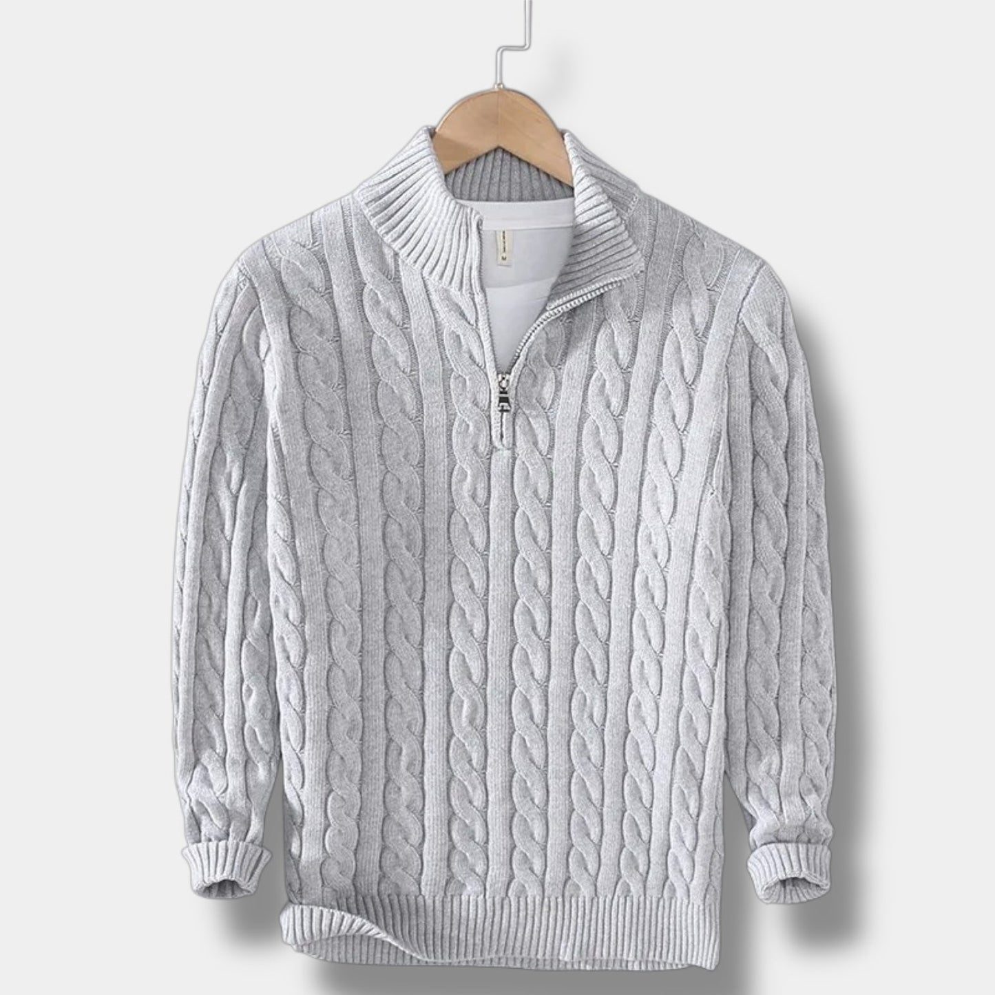 Pullover mit halbem Reißverschluss – Jacquard-Strick & bequemer Rollkragen 7