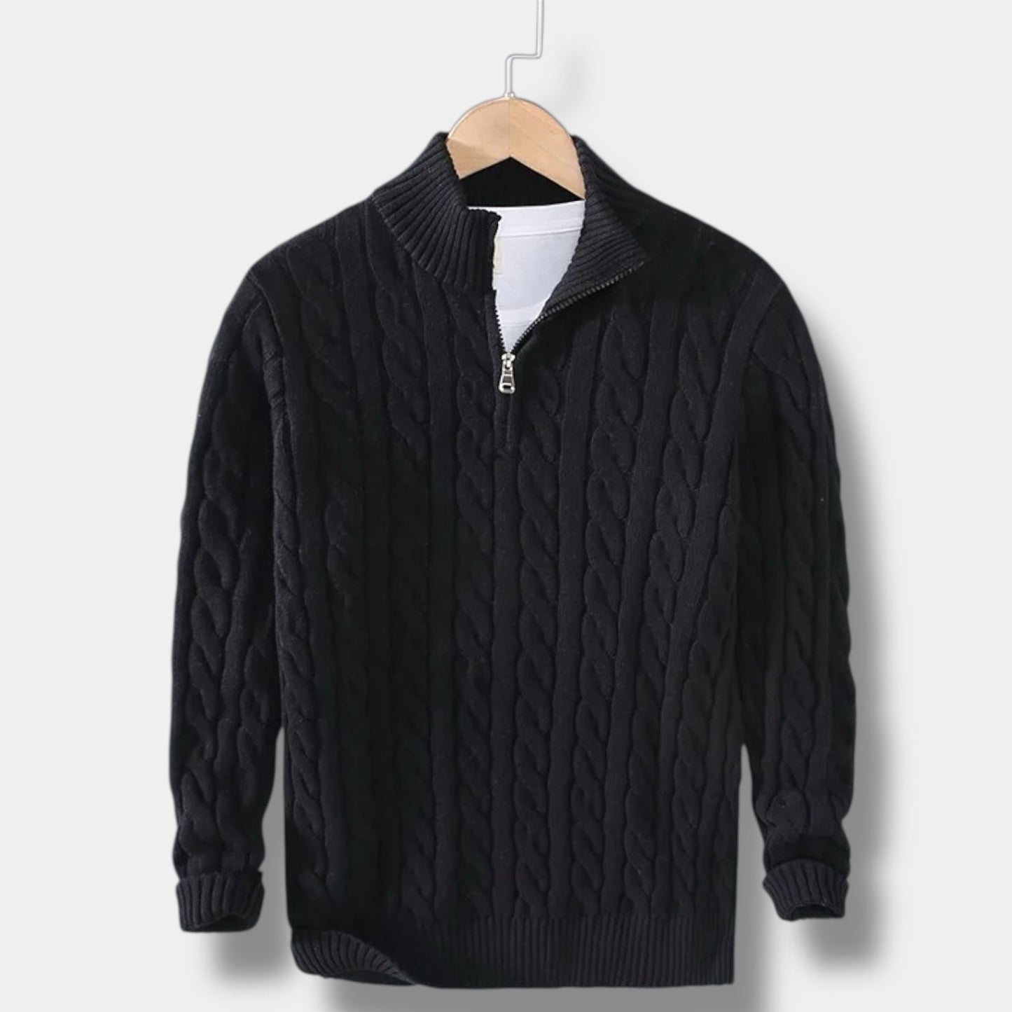 Pullover mit halbem Reißverschluss – Jacquard-Strick & bequemer Rollkragen 8