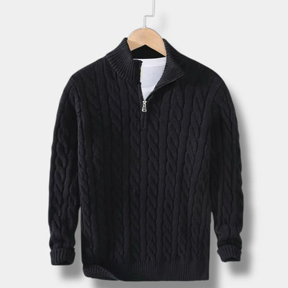 Pullover mit halbem Reißverschluss – Jacquard-Strick & bequemer Rollkragen 8