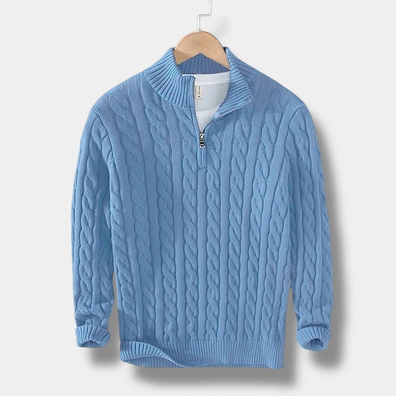 Pullover mit halbem Reißverschluss – Jacquard-Strick & bequemer Rollkragen 9