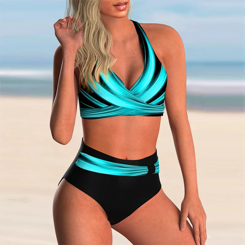Hochtaillierter Damen Bikini Set Push Up BH Bikini