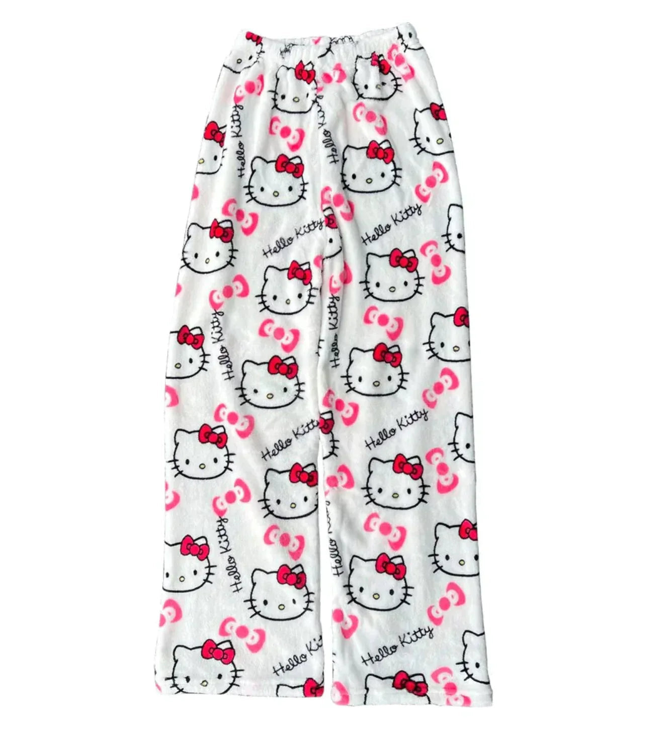 Katzenmuster Hose Fleece Weich Flauschig Damen