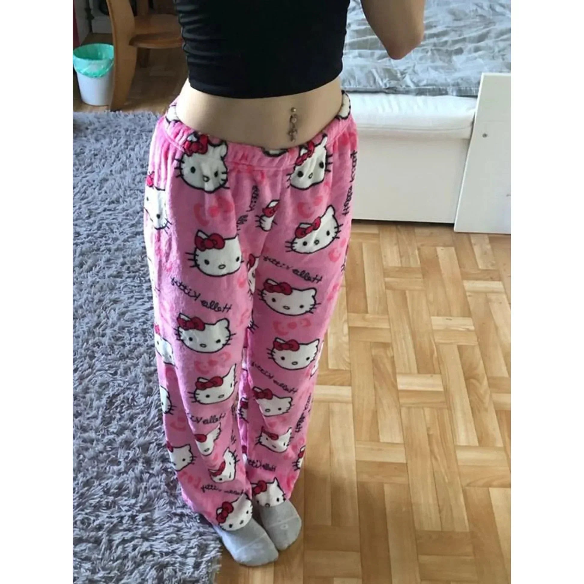 Katzenmuster Hose Fleece Weich Flauschig Damen - BerlinGlamour