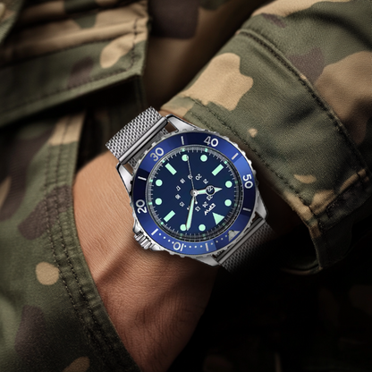 Herren Taucheruhr Wasserdicht Militärstyling Schwarz