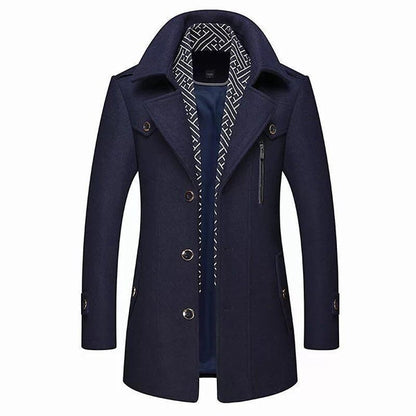 Herren Mantel Elegant Zeitlos Klassisch Schwarzer Mantel