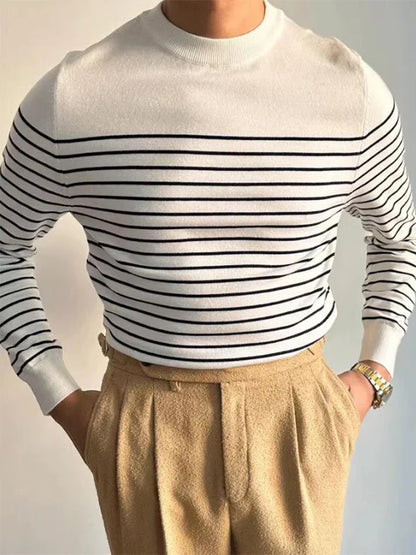Herren Strickpullover Merinowolle Gestreift Warm - BerlinGlamour