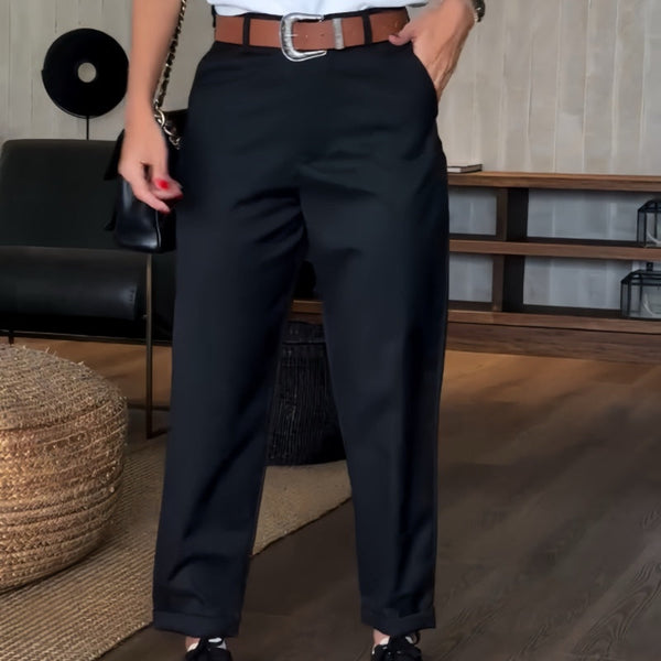 Damen Business Anzughose Streifen Elegant Schwarz