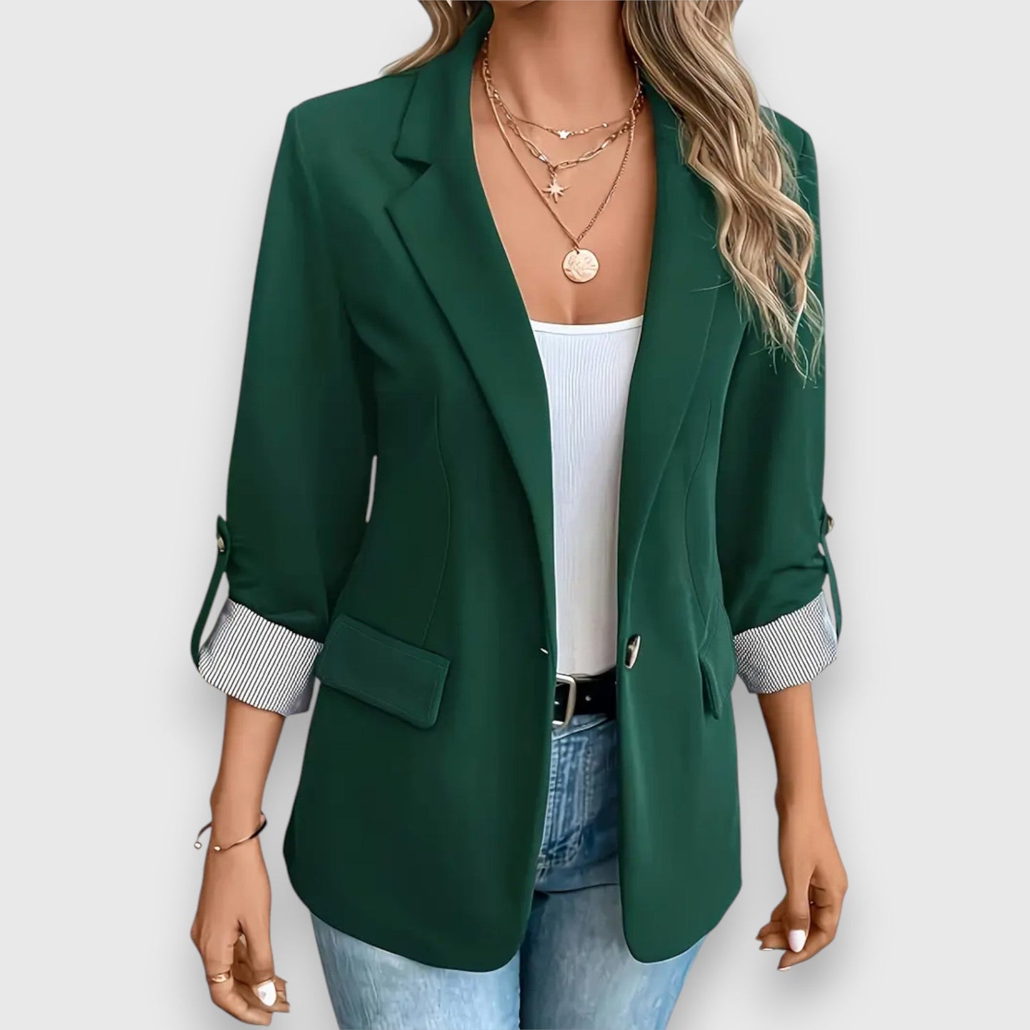 Herren Blazer Schnitt Einreiher Mit Rollierten Ärmeln Modern